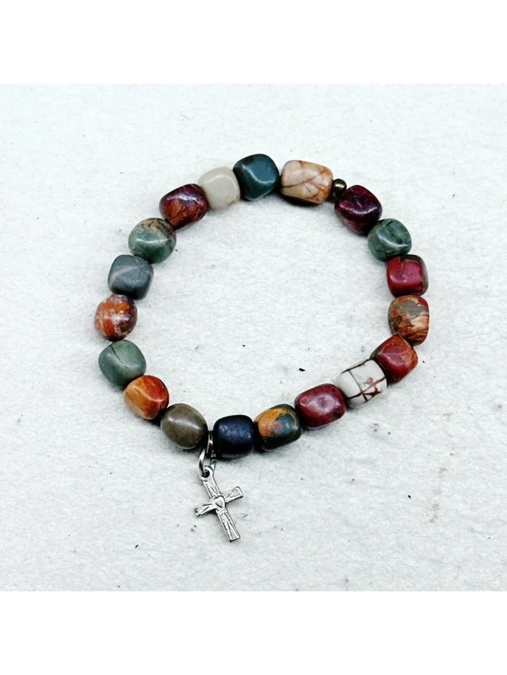 3024u. Olive Handmade Cross Bracelet